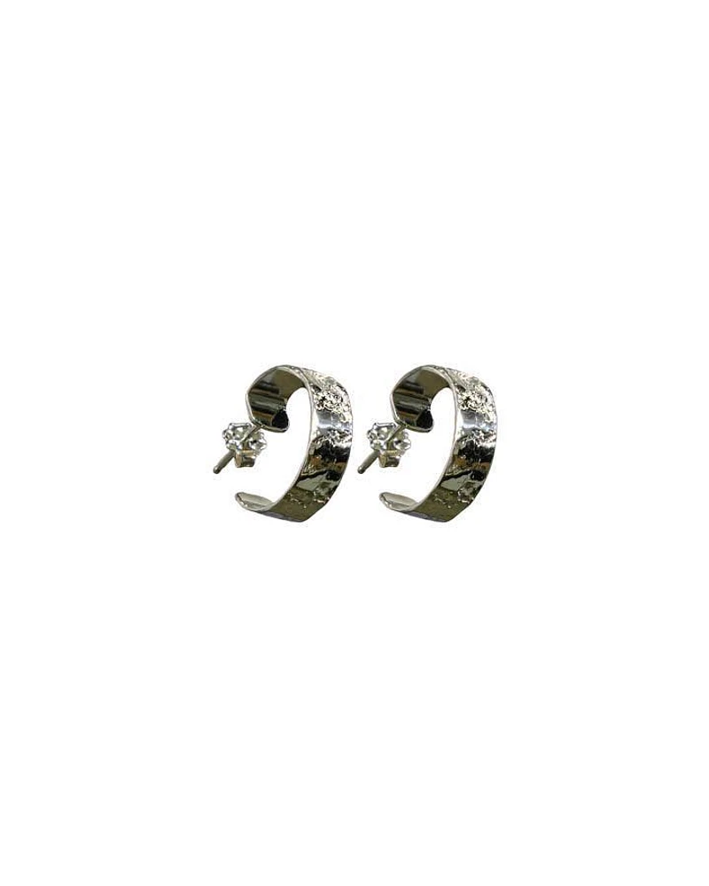 Karyn Chopik Silver Textured Grecian Hoop Earrings
