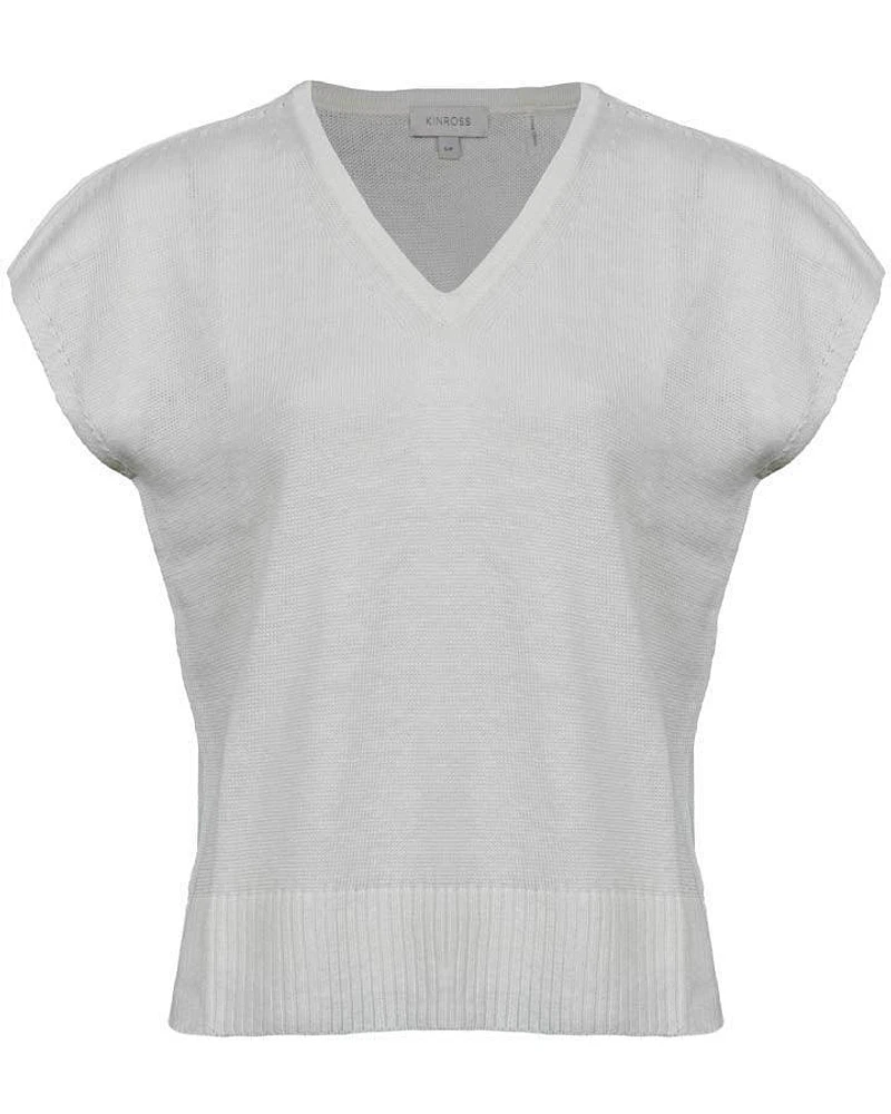 Kinross Cashmere Linen Cap Sleeve