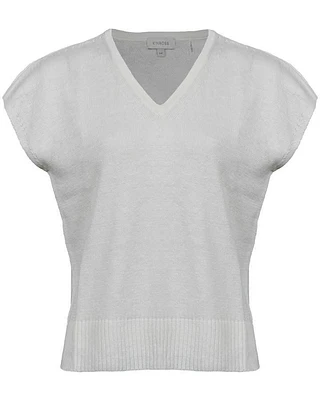 Kinross Cashmere Linen Cap Sleeve