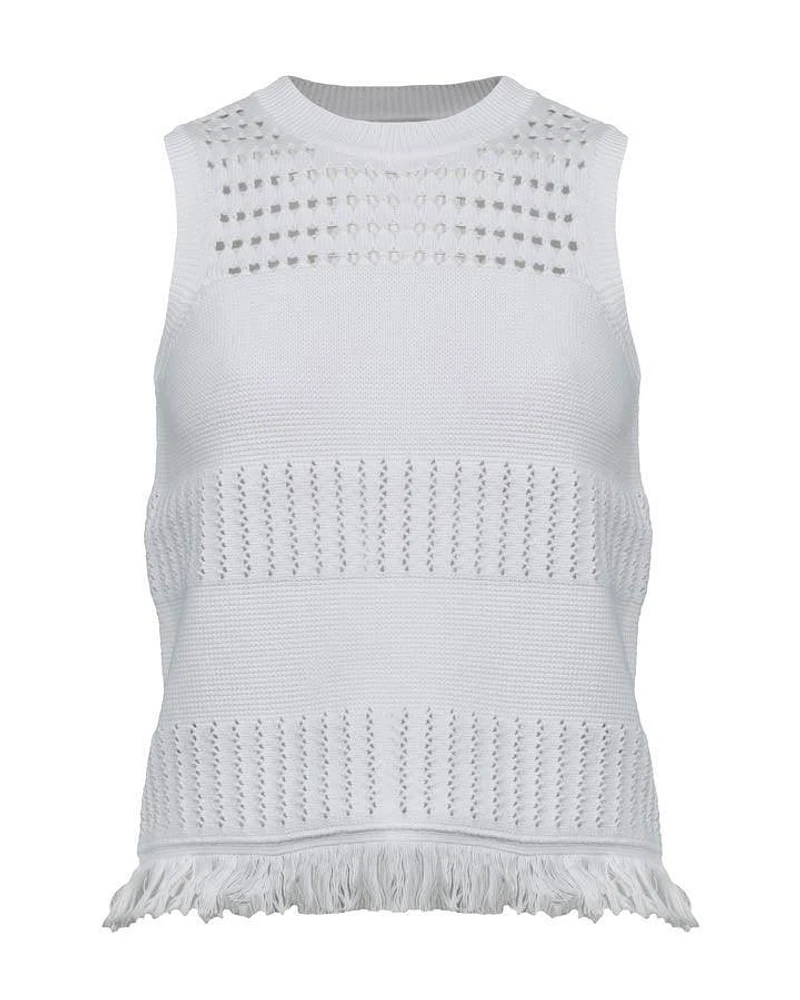 Kinross Cashmere Textured Fringe Tank Top