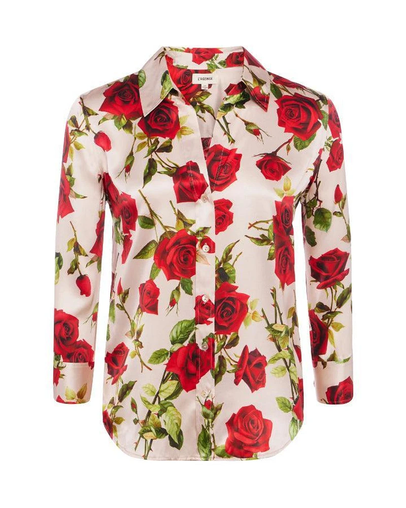L'Agence Dani 3/4 Sleeve Romantic Rose Blouse