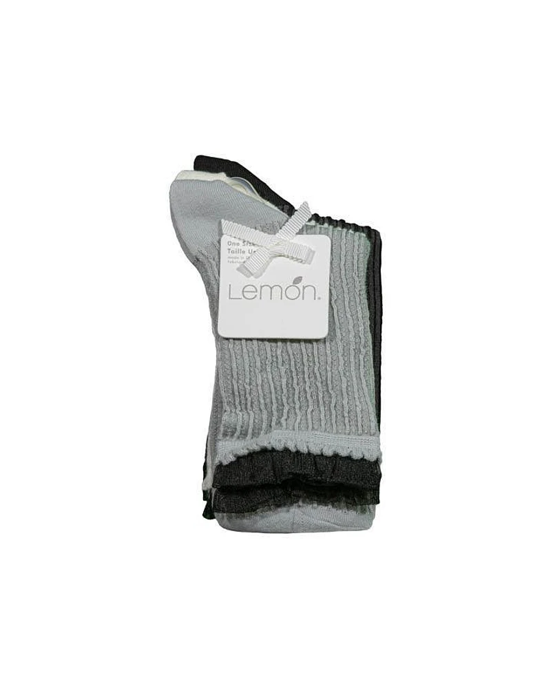 Lemon Night Lace Cropped Crew 3 PK Socks