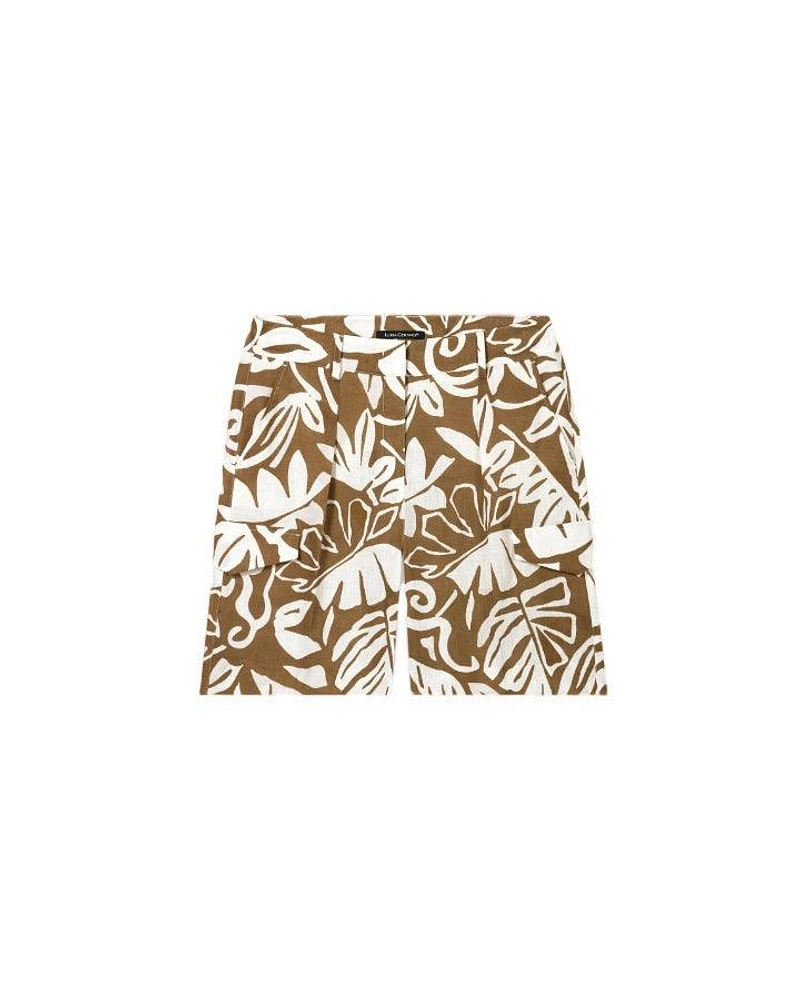 Luisa Cerano Leaf Print Cargo Shorts