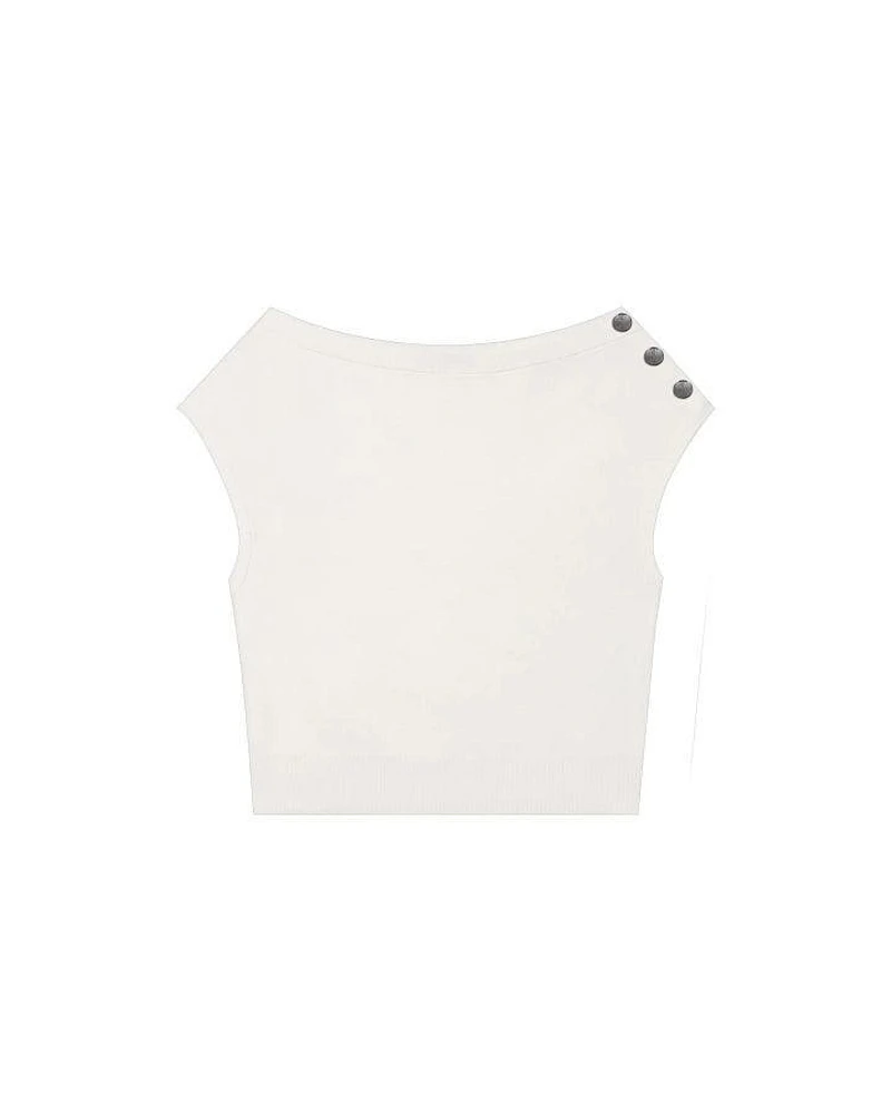 Luisa Cerano Sleeveless One Shoulder Button Pullover