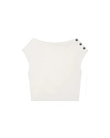 Luisa Cerano Sleeveless One Shoulder Button Pullover