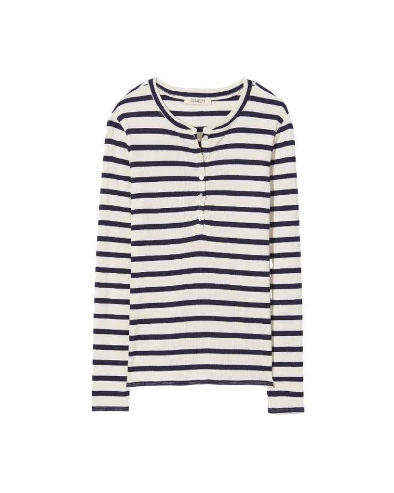 Nili Lotan Jordan Henley Striped Tee