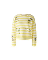 Oui Stripe Embroidered Sweater