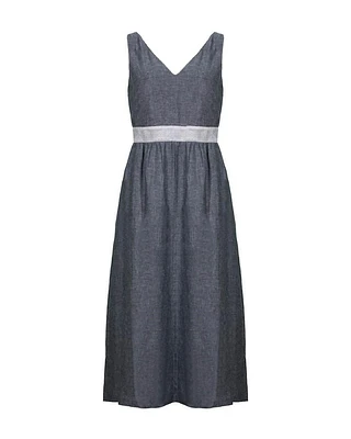 Purotatto Linen Sleeveless Dress With Sparkle Waistband