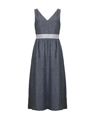Purotatto Linen Sleeveless Dress With Sparkle Waistband