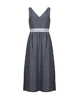 Purotatto Linen Sleeveless Dress With Sparkle Waistband