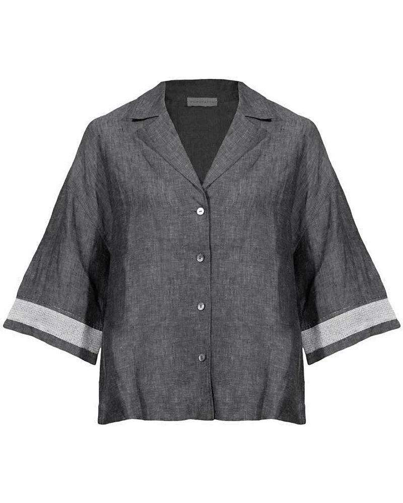 Purotatto Linen Sparkle Sleeve Shirt