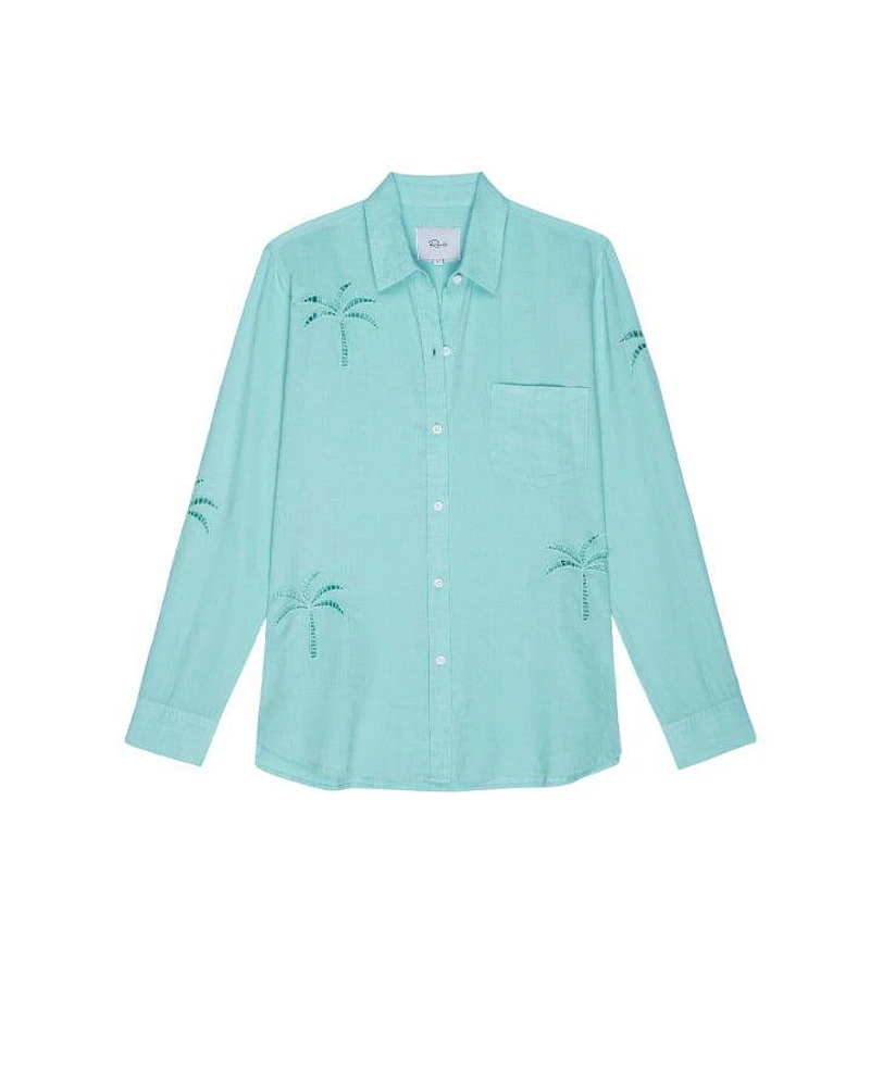 Rails Charli Aqua Palm Tree Eyelet Shirt