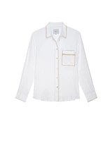 Rails Charli White Blanket Stitch Trim Shirt