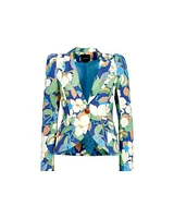 Smythe Pouf Sleeve One Button Blazer Blue Cabana
