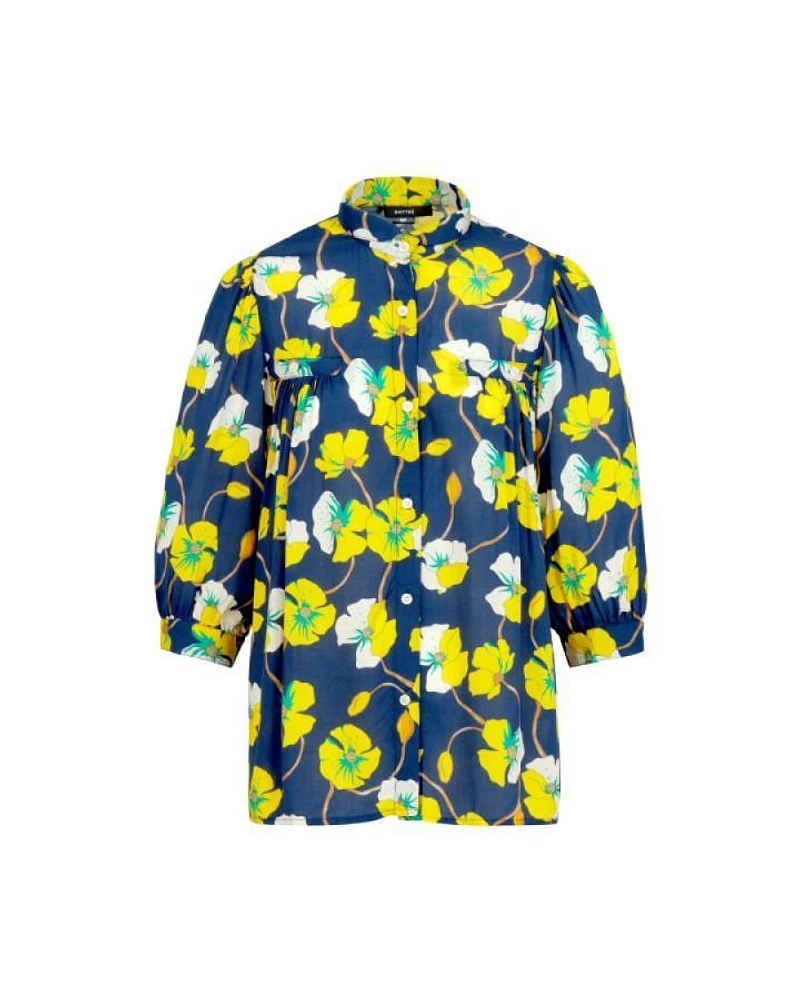 Smythe Shirred Pocket Blouse Navy Buttercup