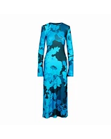 Smythe Cobalt Floral Crewneck Midi Dress