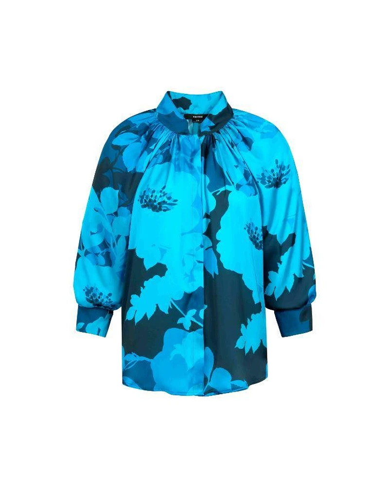 Smythe Cobalt Floral Gathered Blouse