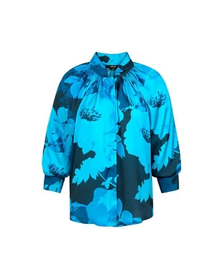 Smythe Cobalt Floral Gathered Blouse