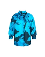 Smythe Cobalt Floral Gathered Blouse