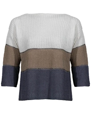 Tonet Color Block 3/4 Sleeve Sweater