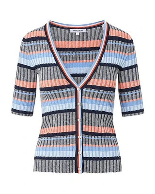Veronica Beard Calliope Stripe Pattern Cardigan