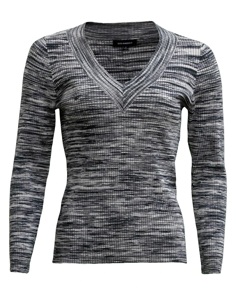 Ribbed V-neck Knit