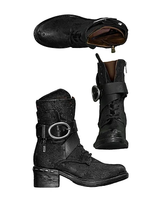 AS98 Black Print Ankle Boot