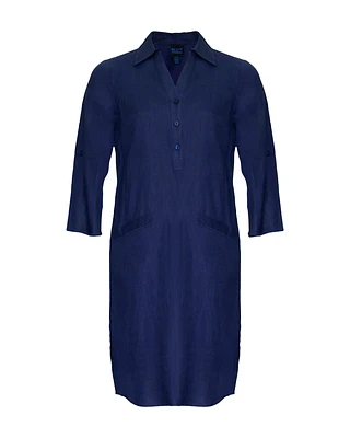 Linen Shirt Dress Blue