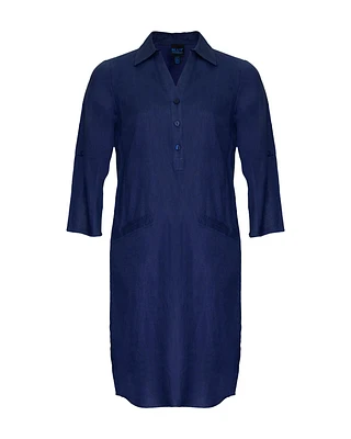 Linen Shirt Dress Blue