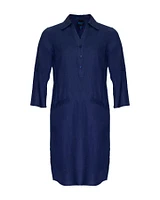 Linen Shirt Dress Blue