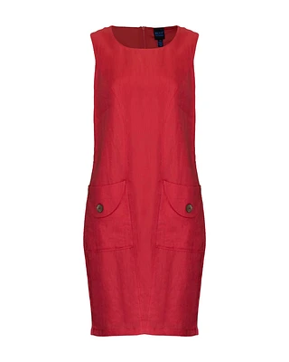 Linen Sleeveless Dress True Red