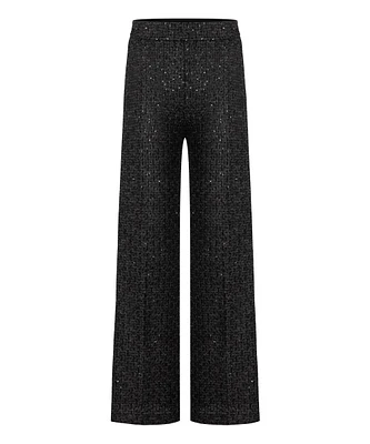 Cambio Ava Sequin Wide Leg Tweed Pant