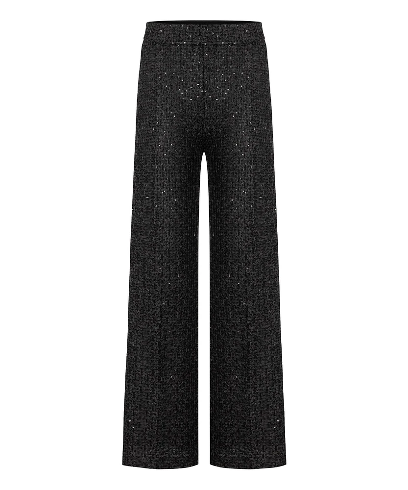 Cambio Ava Sequin Wide Leg Tweed Pant