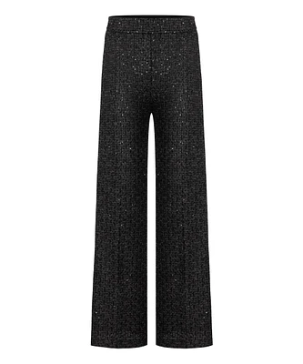 Cambio Ava Sequin Wide Leg Tweed Pant
