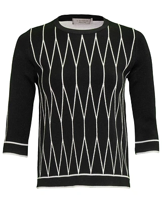 Diamond Knit 3/4 Length Sleeve Sweater