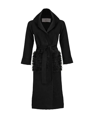 Double Face Cashmere Wool Blend Long Coat Black