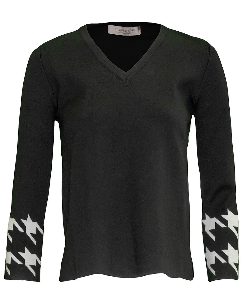 Houndstooth Detail Pullover