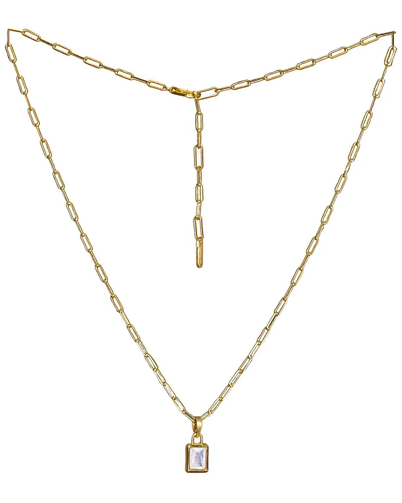 Baguette Moonstone Necklace