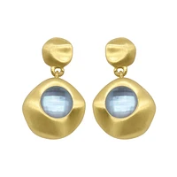 Mar Gemstone Mini Drop Earrings Blue Topaz