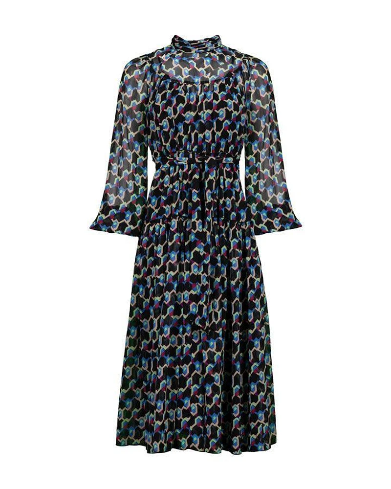 DVF Kent Geo Illusion Print Dress