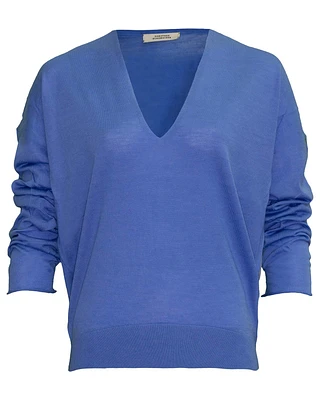 Dorothee Schumacher Drapy Fantasy V-Neck Pullover Colbalt Blue
