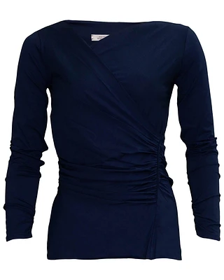 Fascinating Drapes Long Sleeve Top Sapphire