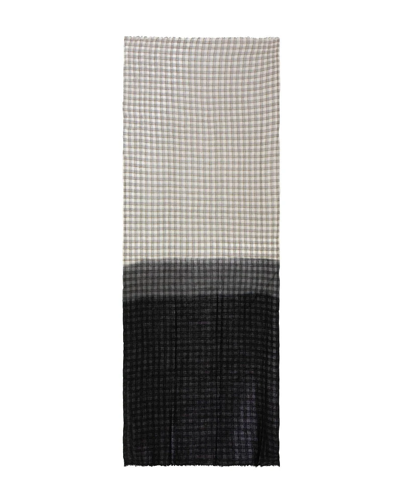 Dip-Dye Halo Check Scarf Silver