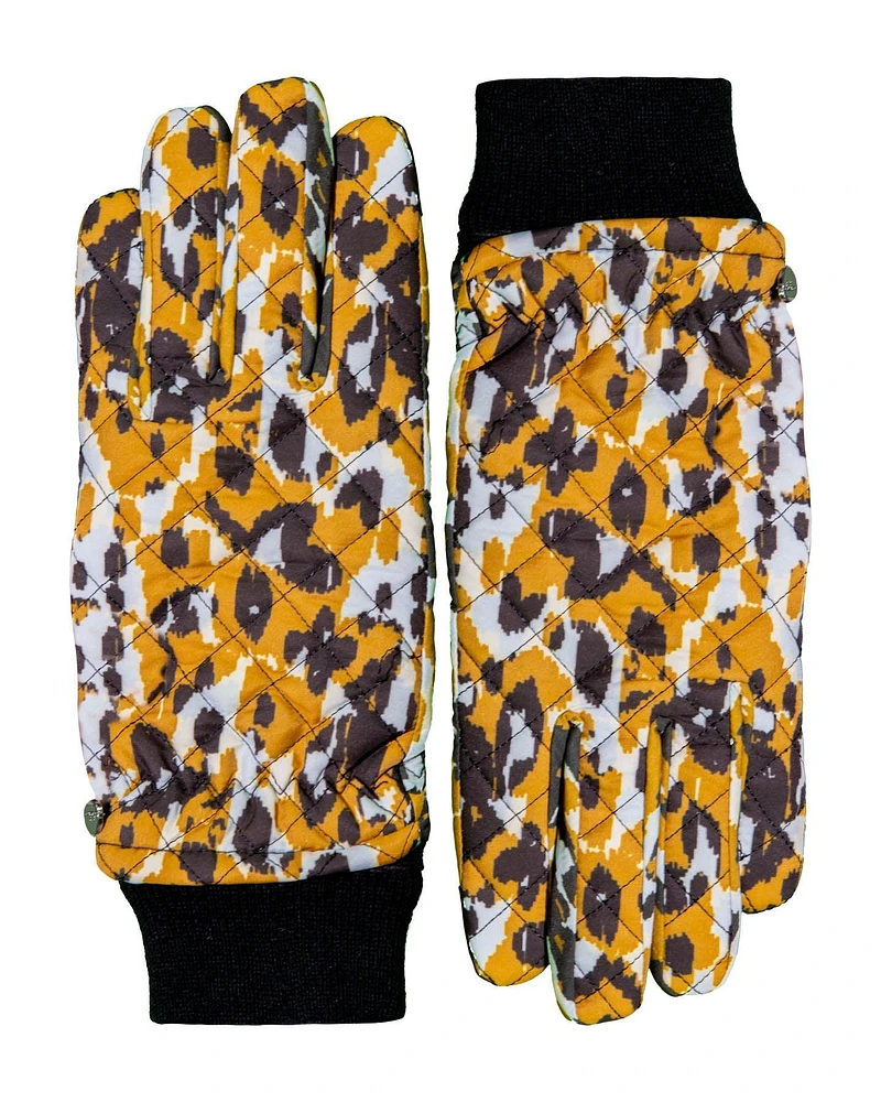Leopard Camo Quilted Puffer Gloves
