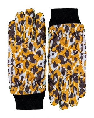 Leopard Camo Quilted Puffer Gloves