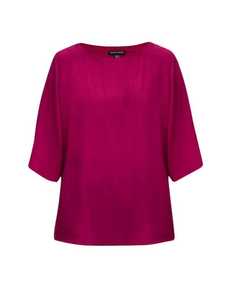 Eileen Fisher Ballet Neck Silk Georgette Top