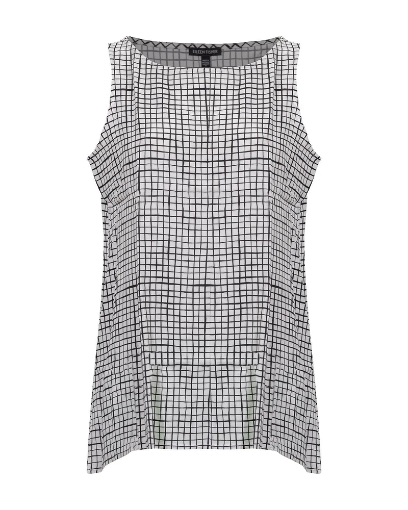 Bateau Neck Grid Tank Bone