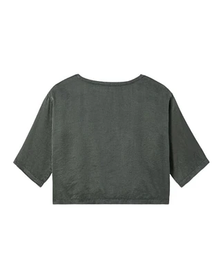 Eileen Fisher Bateau Neck Sueded Box Top