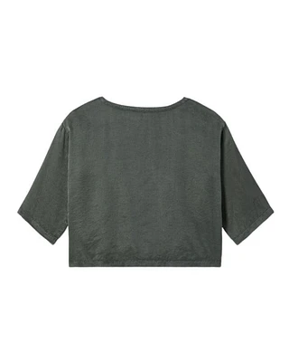 Eileen Fisher Bateau Neck Sueded Box Top
