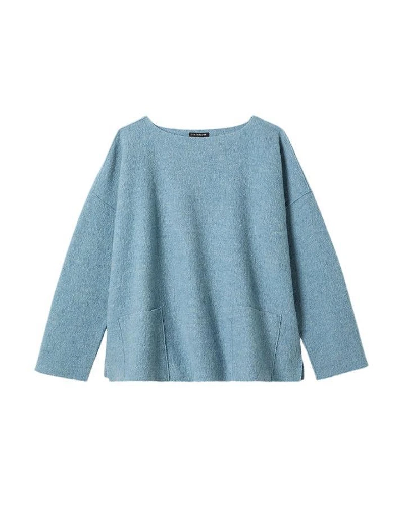 Eileen Fisher Bateau Neck Wool Box Top